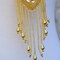 Gold Oversized Beaded Neckline Applique with Fringe for Costumes and Dresses Hot Fix Patch